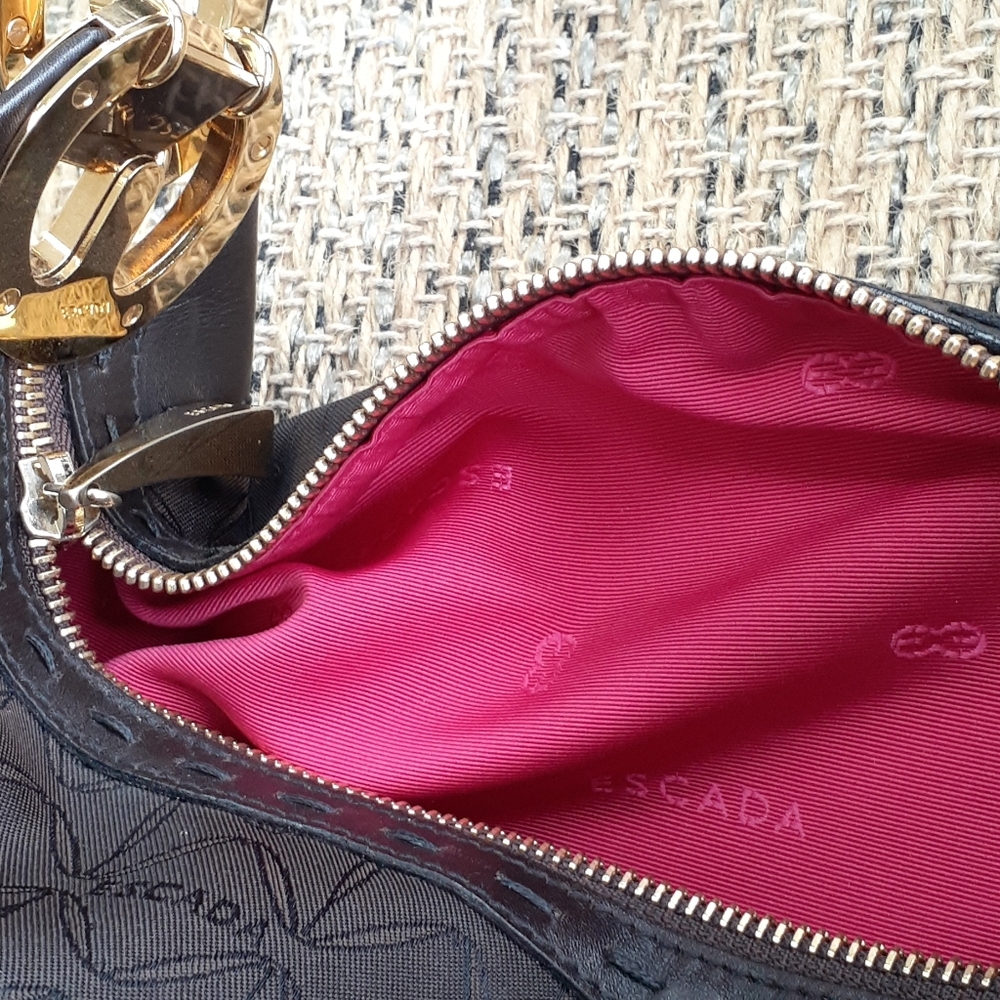Escada Brown Leather Trimmed Shoulder Bag - Picture 8 of 16